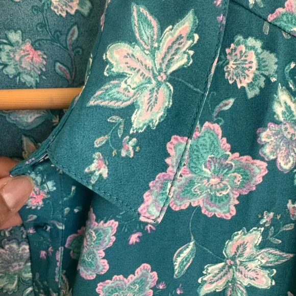 Nanette Lepore Teal Floral Blouse - Picture 5 of 5